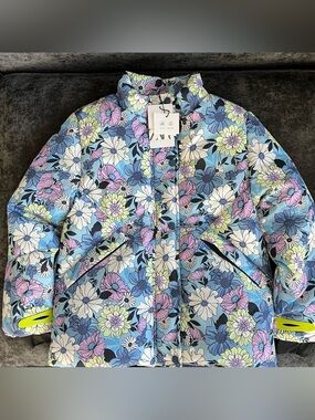NWT Zara Girls Floral Puffer Coat Size 10